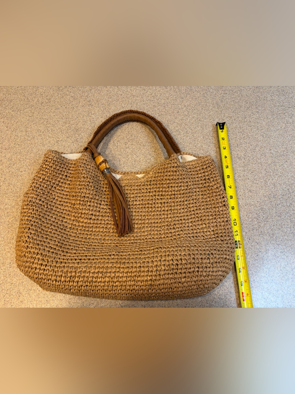 Tommy Bahama Tan Woven Raffia Hobo Bag - Picture 4 of 7